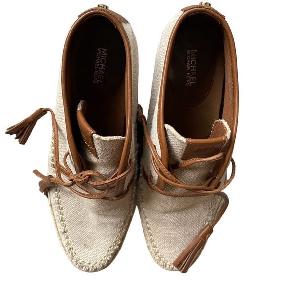 Michael Kors Kendrick Brown Leather Lace‎ Up Wedge Moccasin Style Bootie Size:10 - Picture 3 of 13